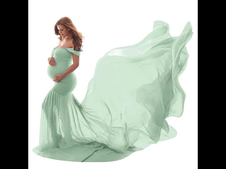 iwemek-women-maternity-dress-for-photography-mermaid-off-shoulder-slim-fitted-chiffon-gown-flowy-bab-1