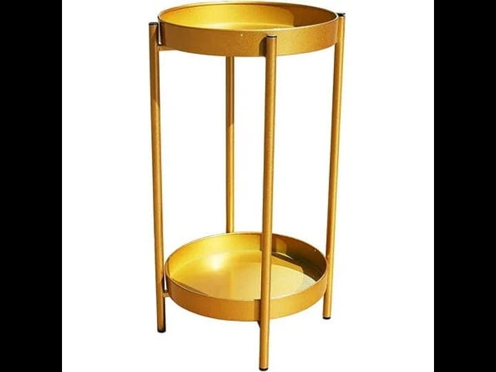 2-tier-metal-plant-stand-23-inch-tall-gold-no-assemble-removable-plates-powder-coated-steel-frame-si-1