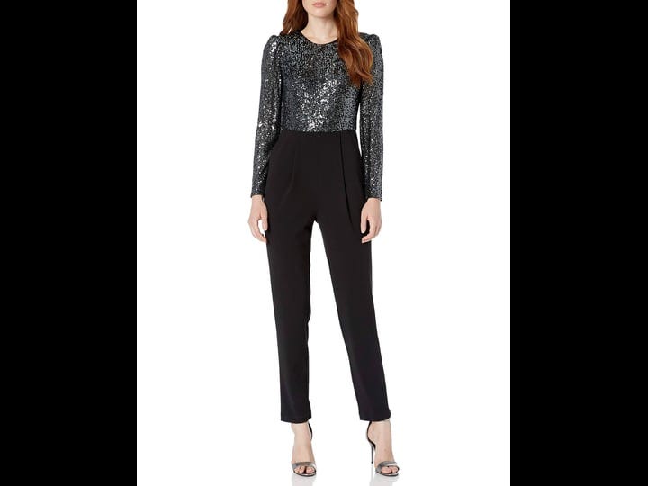 tommy-hilfiger-womens-jumpsuit-black-size-2-sequin-crepe-long-sleeve-1