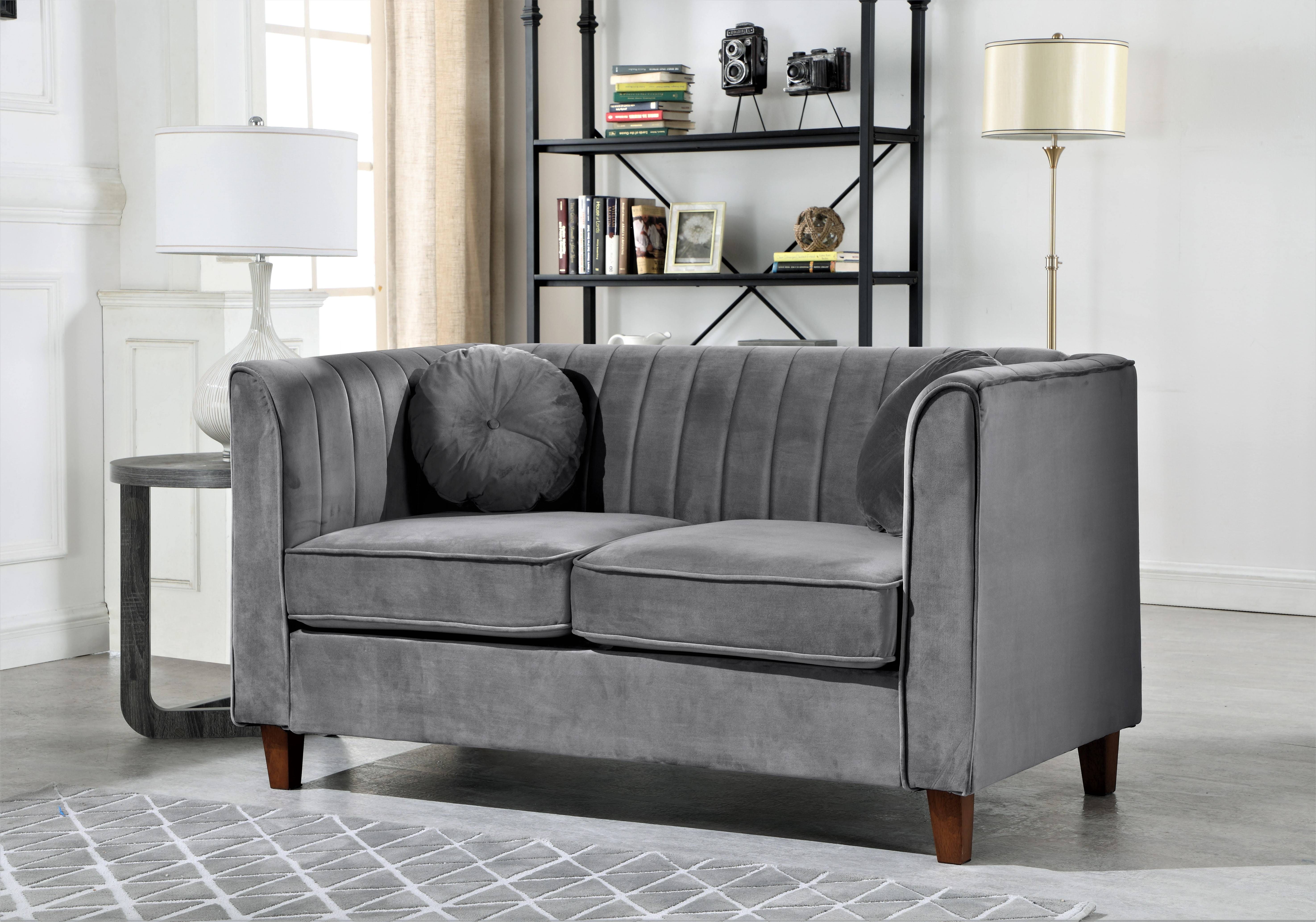 Elegant Rolled Arm Loveseat (55'' Velvet) for Comfortable and Stylish Seating | Image