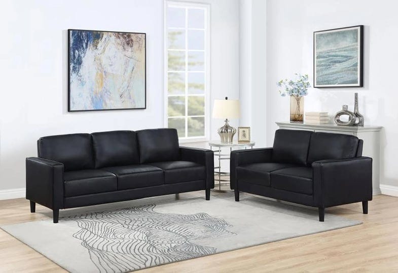 coaster-ruth-2-piece-upholstered-track-arm-faux-leather-sofa-set-black-1