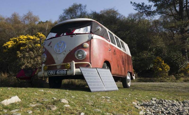 the flexible solar panels topping the leisure battery