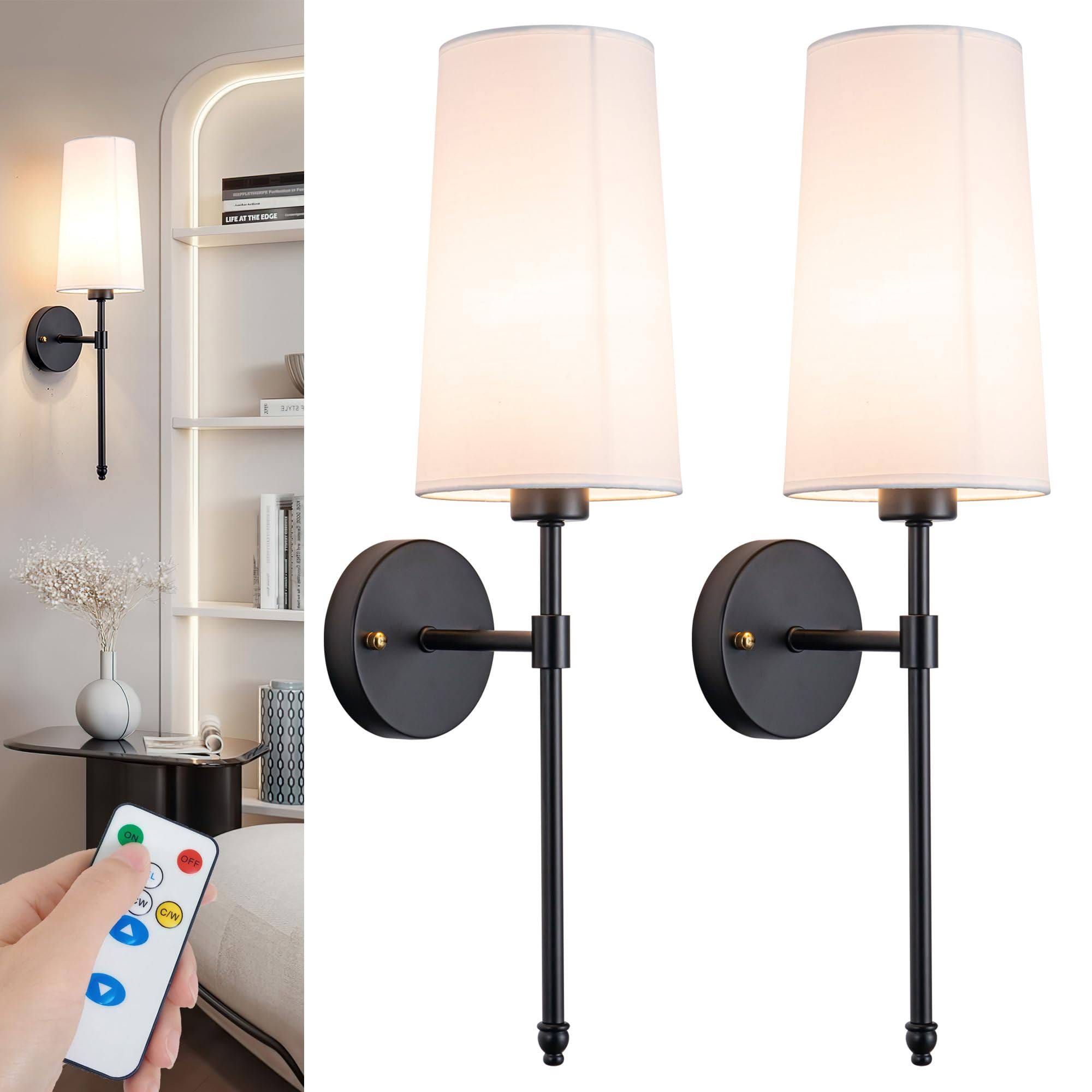 Elegant Battery-Operated Wall Sconces with Remote Control for Versatile Lighting | Image