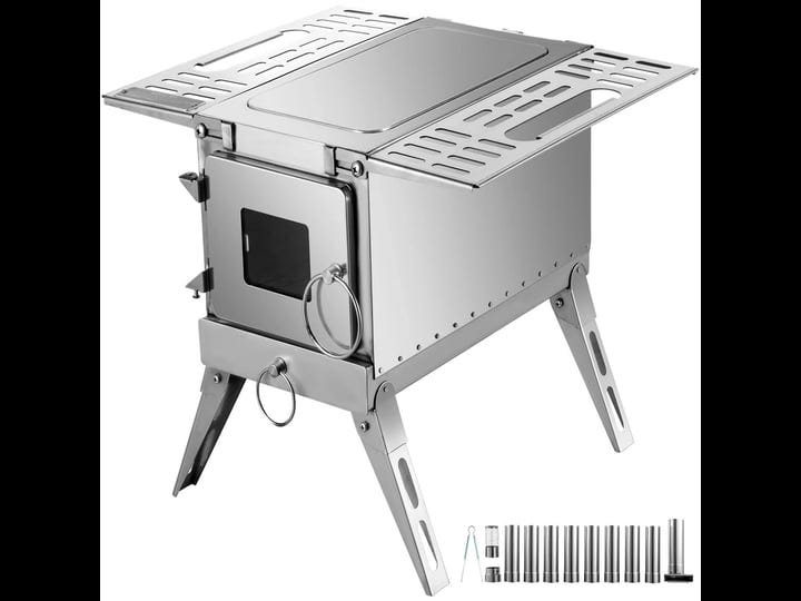vevor-outdoor-wood-stove-ss304-portable-camping-with-pipe-for-vented-tent-cooking-1