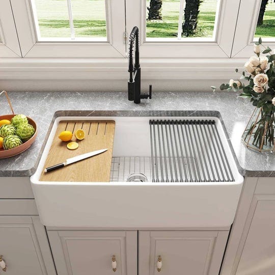 deervalley-white-fireclay-33-in-single-bowl-farmhouse-apron-workstation-kitchen-sink-with-accessorie-1