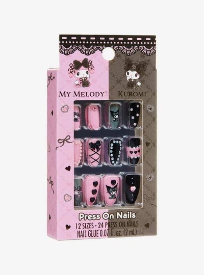 hot-topic-my-melody-kuromi-lolita-faux-nail-set-1