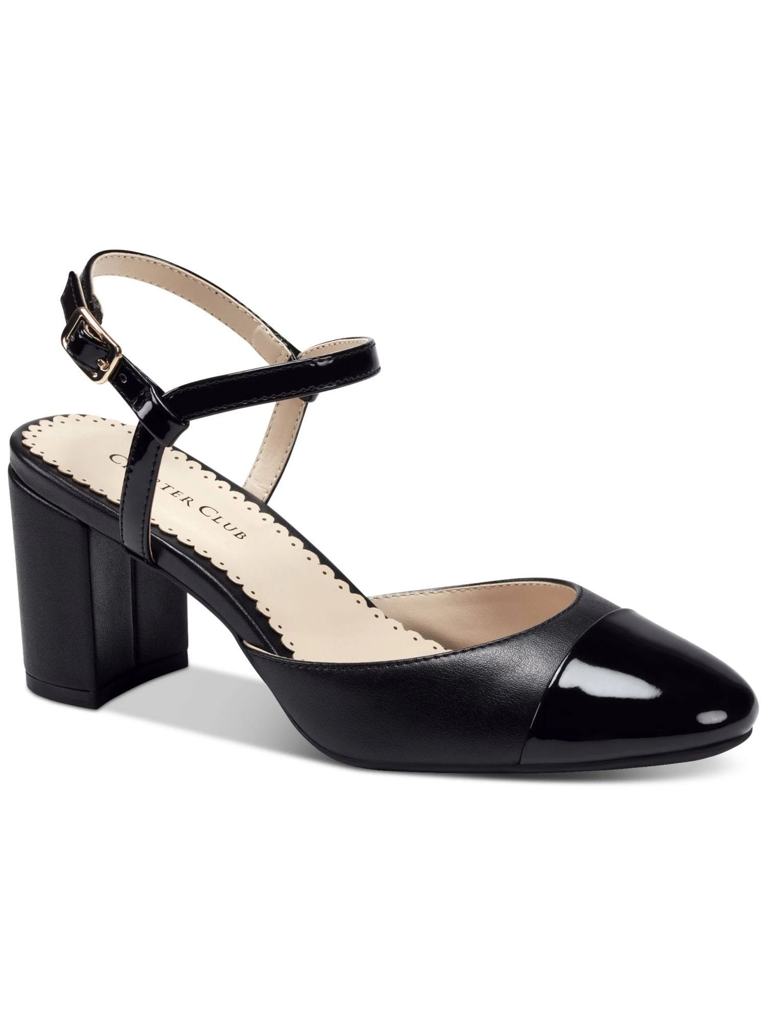 Chic Black Padded Buckle Pumps for Casual Occasions | Image