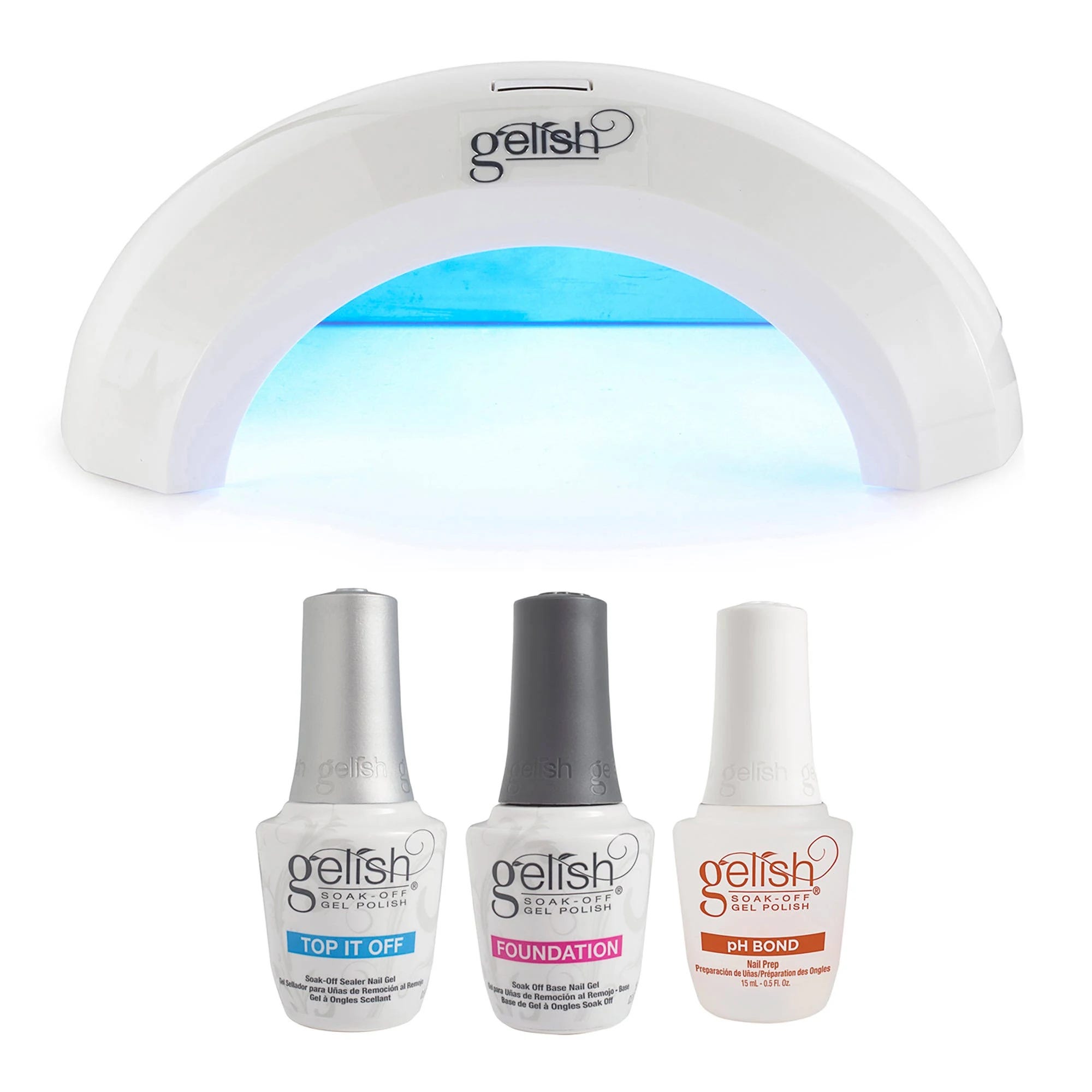 Gelish Mini Pro LED Uv Nail Lamp with Foundation Base Gel, Top It Off Sealer, and pH Bond Nail Prep | Image