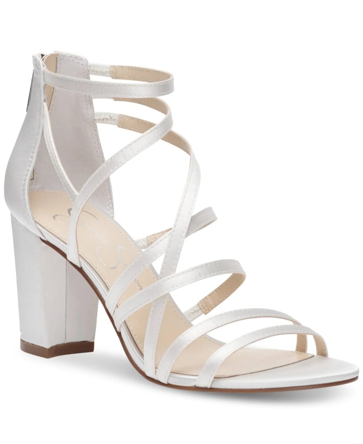 Stylish Size 11 Jessica Simpson Stassey Sandals with Satin Outer and Leather Sole | Image