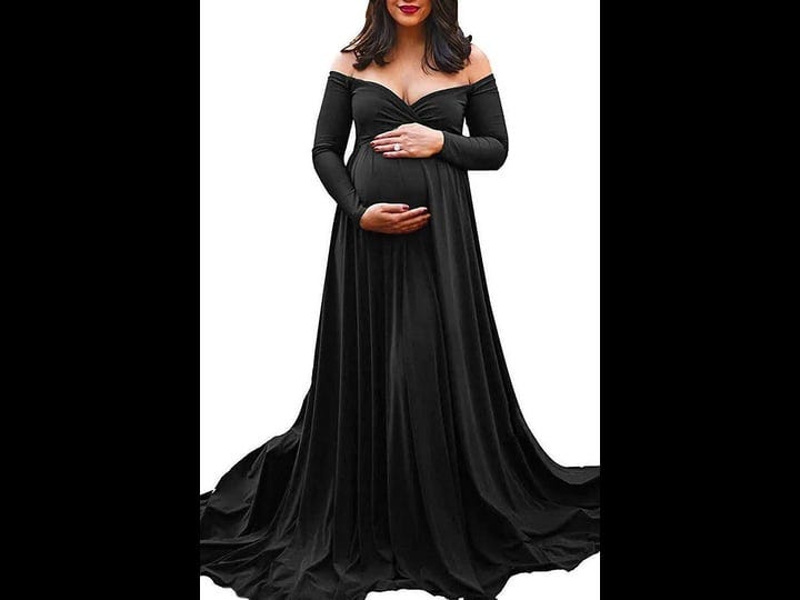 glamix-gorgeous-off-the-shoulder-a-line-maternity-photoshoot-dress-black-s-1