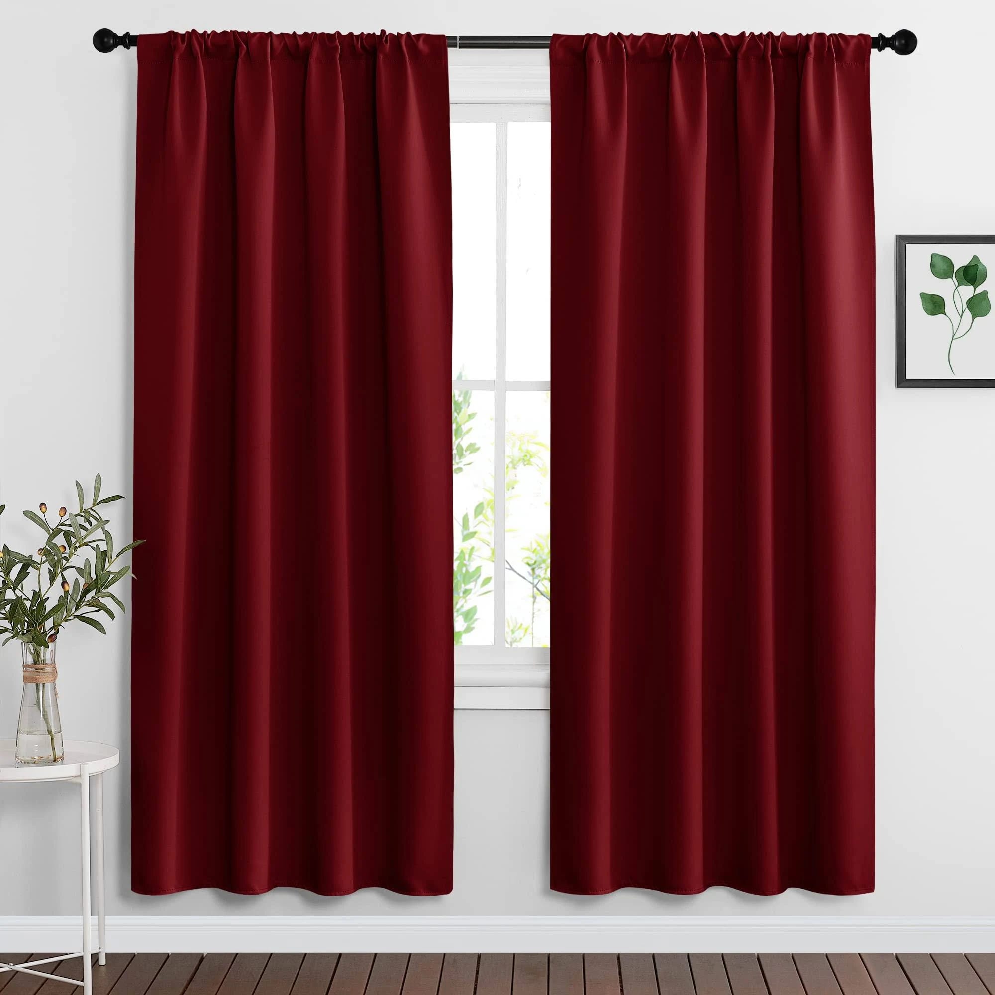 High-Quality Red Blackout Draperies for Enhancing Privacy and Room Temperature | Image