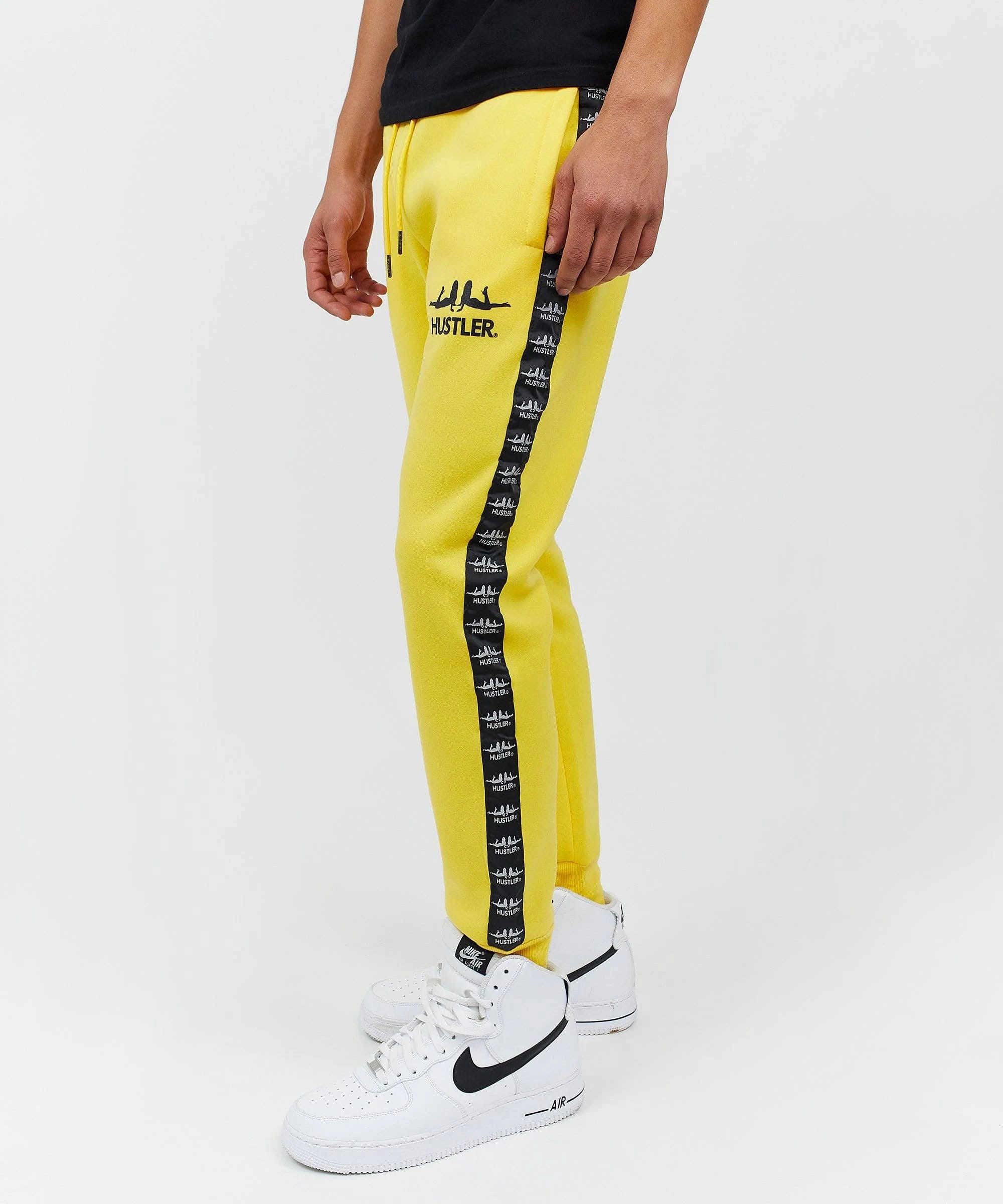 Modern Yellow Embroidered Joggers for Men | Image