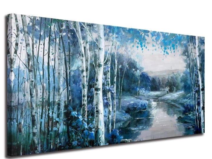 arjun-birch-tree-wall-art-canvas-blue-landscape-painting-nature-forest-picture-teal-mountain-river-a-1