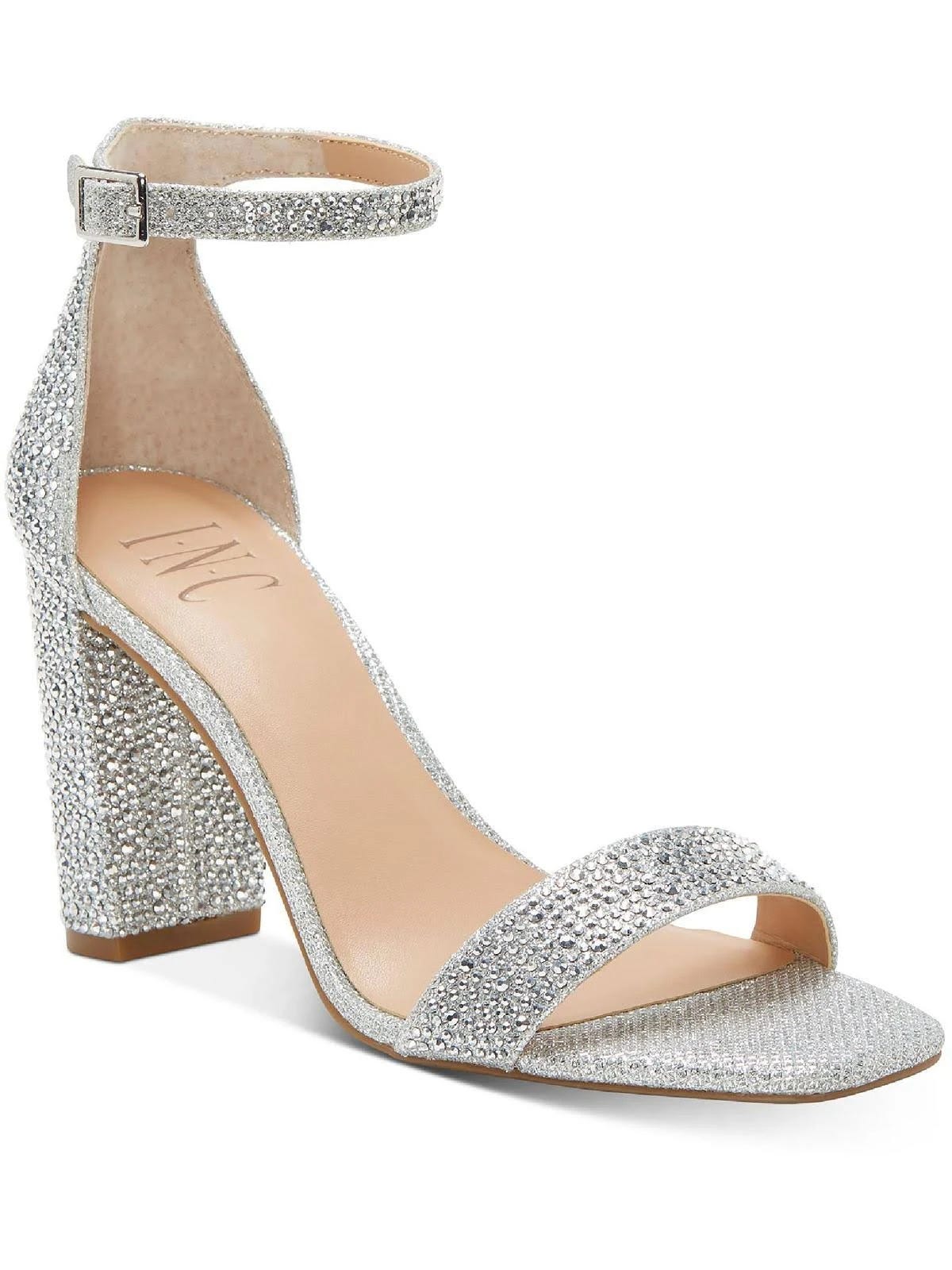 Elegant Lexini Silver Heel Sandals with Adjustable Strap and Comfortable Insole | Image