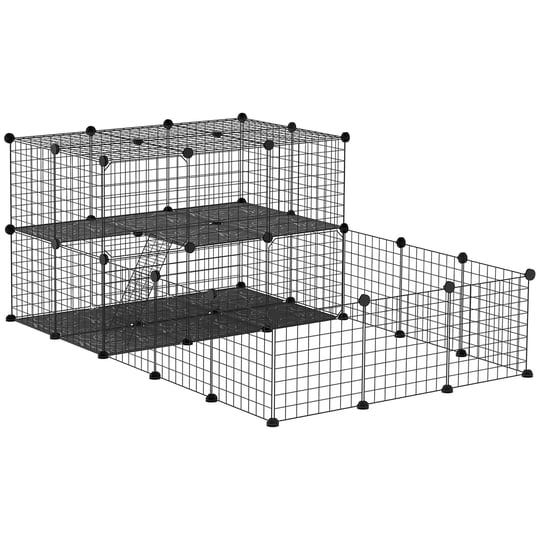 pawhut-47-panels-pet-playpen-small-animal-playpen-with-doors-portable-metal-wire-yard-bunny-pen-for--1