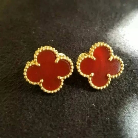 auth-van-cleef-arpels-vintage-alhambra-earrings-18k-yg-750-red-car-1