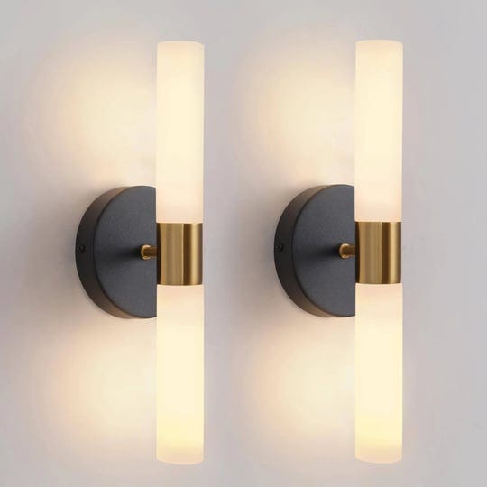 kuzzull-wall-sconces-set-of-two-black-and-brass-gold-wall-lamp-sconces-wall-lighting-with-white-glas-1