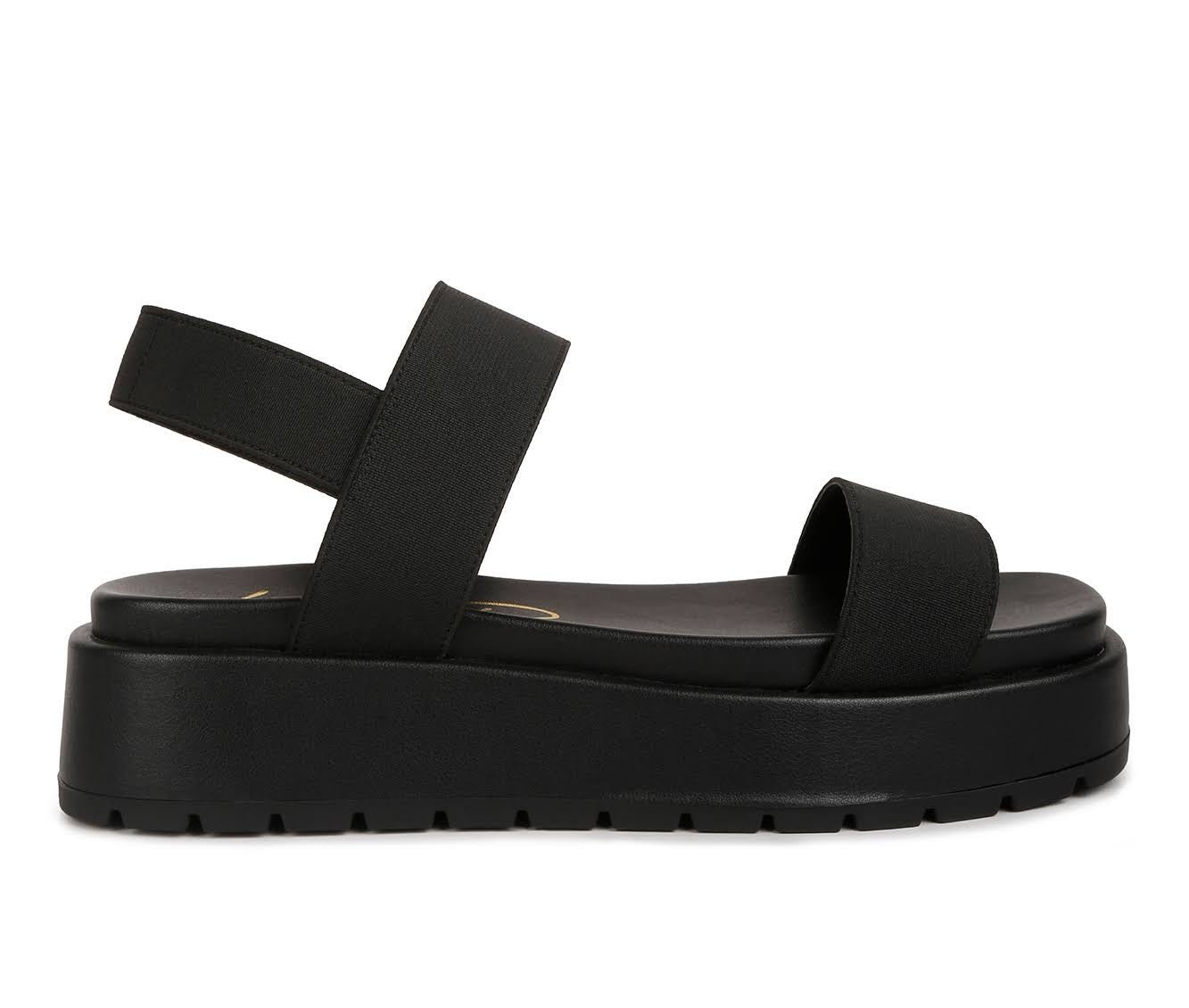 Comfortable Chunky Flatform Sandals in Black | Image