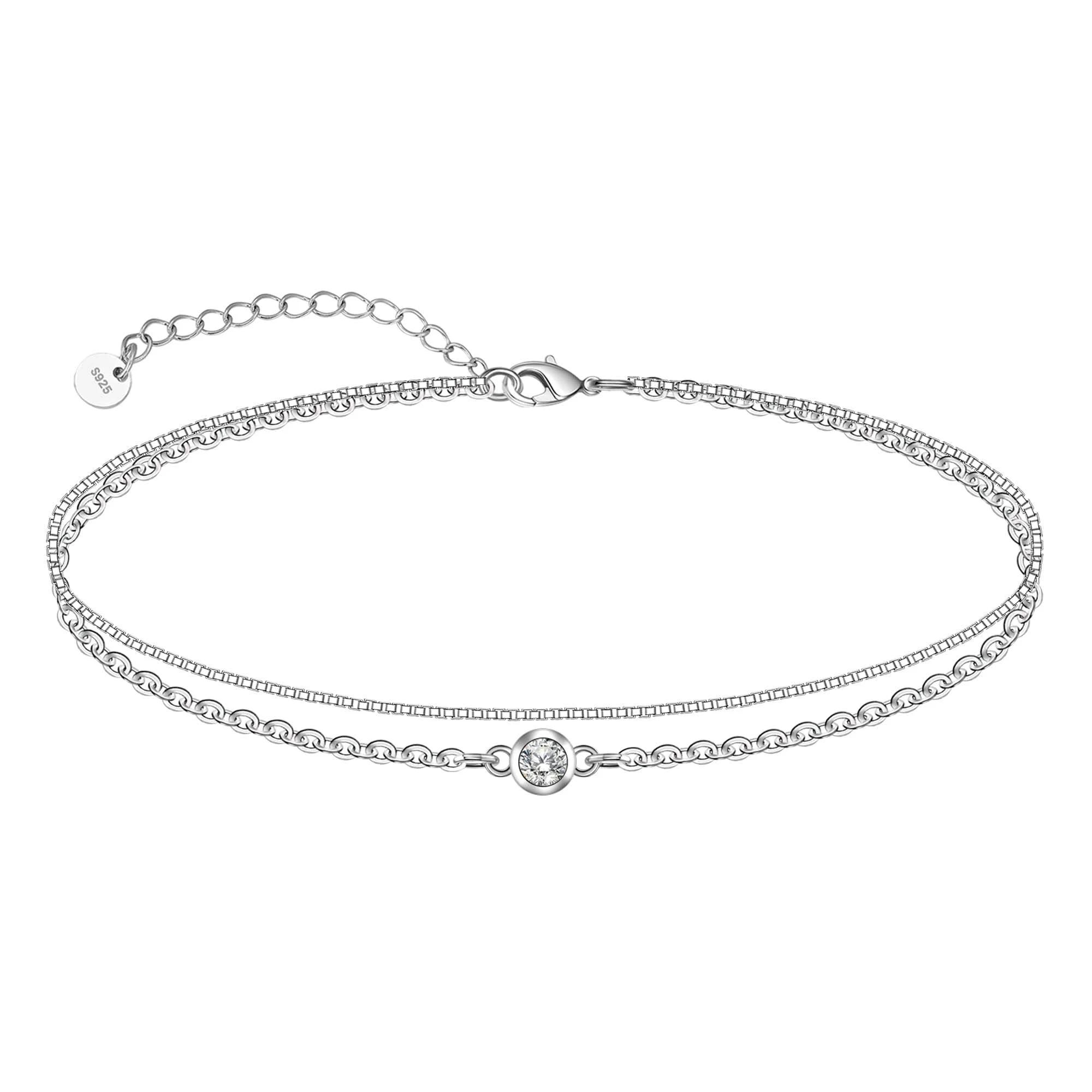 Adorable 925 Sterling Silver Double Layered Anklet for Summer | Image