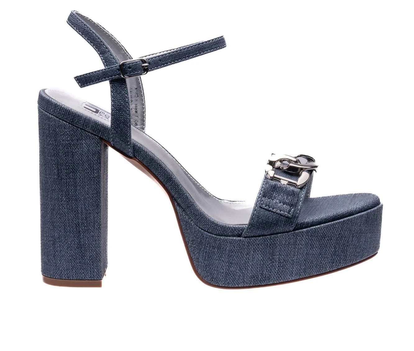 Elegant Blue Denim Platform Sandals for Women | Image