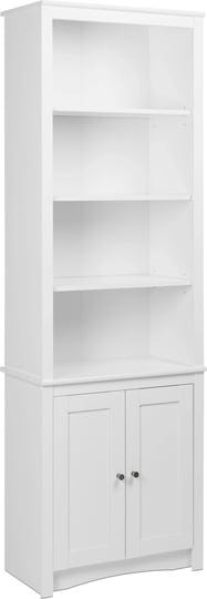 prepac-tall-bookcase-with-2-shaker-doors-white-1