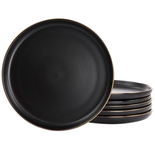 elama-paul-6-piece-stoneware-dinner-plate-set-in-matte-black-with-gold-rim-1