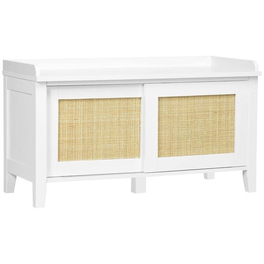 homcom-small-shoe-bench-with-storage-boho-entryway-bench-with-shoe-cabinets-2-rattan-sliding-doors-a-1