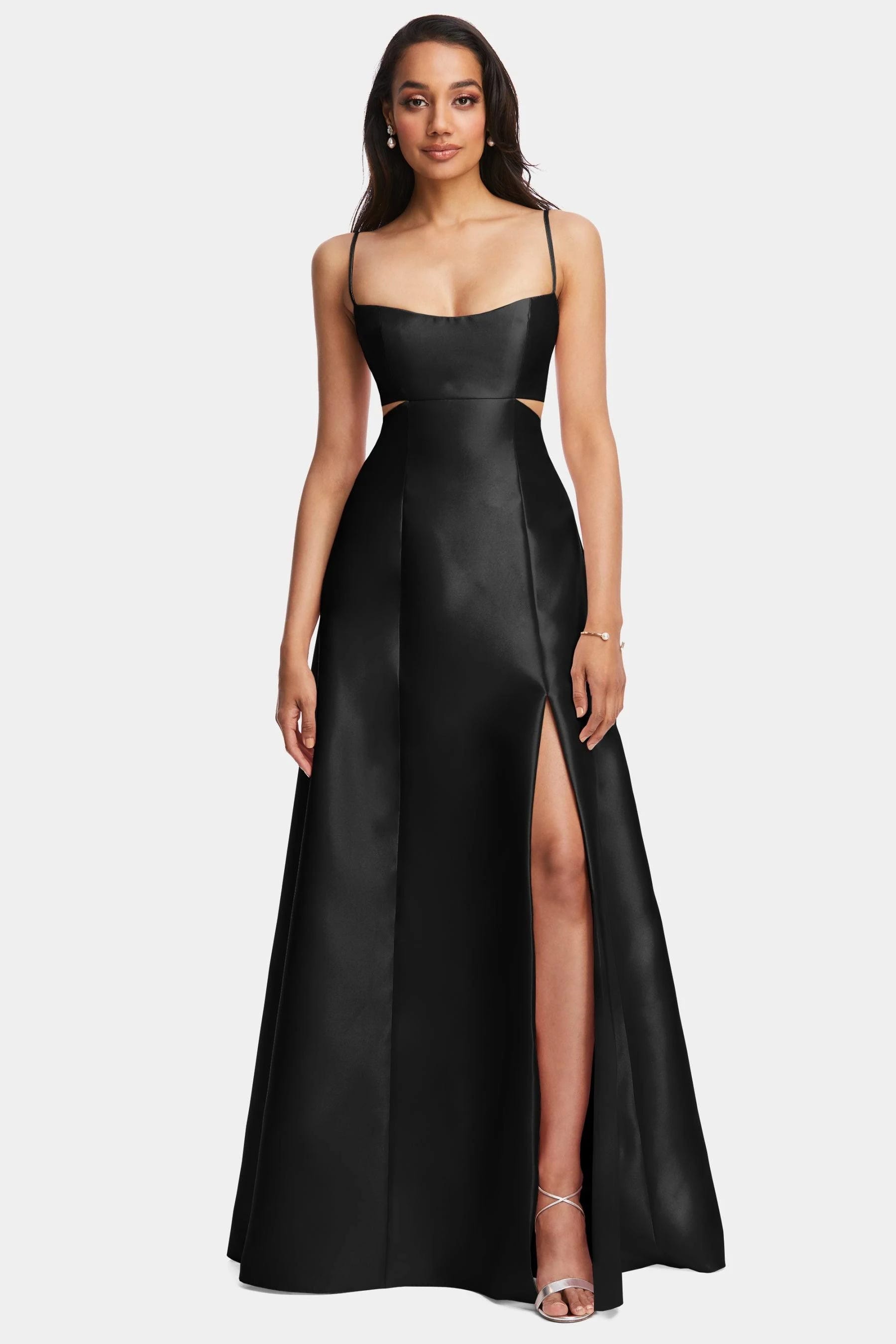 Black Satin Maxi Dress by Alfred Sung | Image