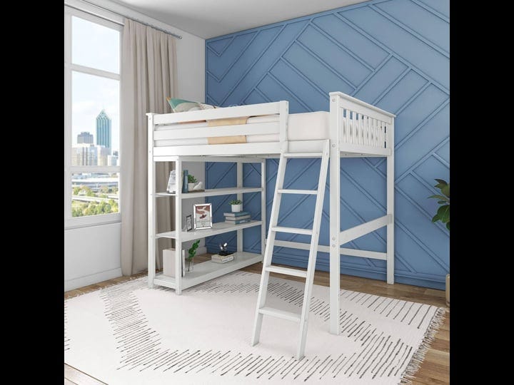 full-size-high-loft-bed-with-bookcase-white-max-lily-1