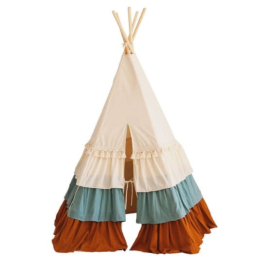 circus-teepee-with-frills-and-brown-beige-mat-1