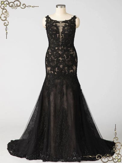 black-fit-and-flare-lace-wedding-dress-noir-size-22w-black-1