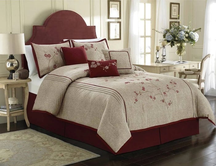 chezmoi-collection-miki-7-piece-luxury-floral-red-cherry-blossom-embroidery-comforter-set-california-1