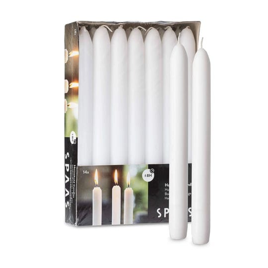 spaas-unscented-white-candles-sticks-14-pack-dripless-tapered-candles-9-tall-candles-burning-8-hours-1