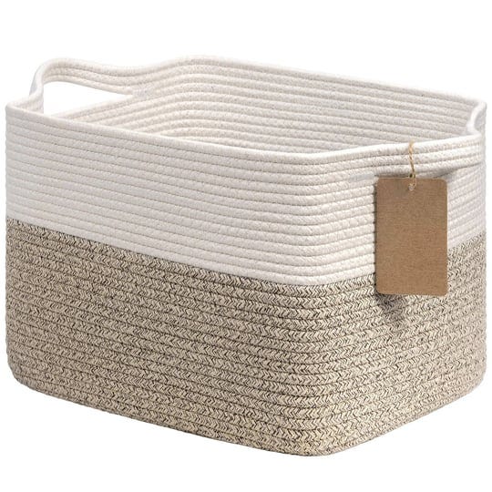 goodpick-woven-storage-basket-for-shelves-cotton-rope-dog-toy-bin-empty-gift-basket-with-handles-squ-1