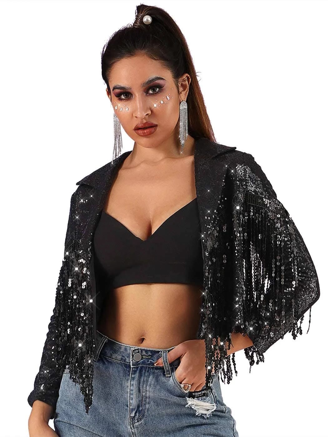 Sparkly Sequin Fringe Jacket for Women | Image