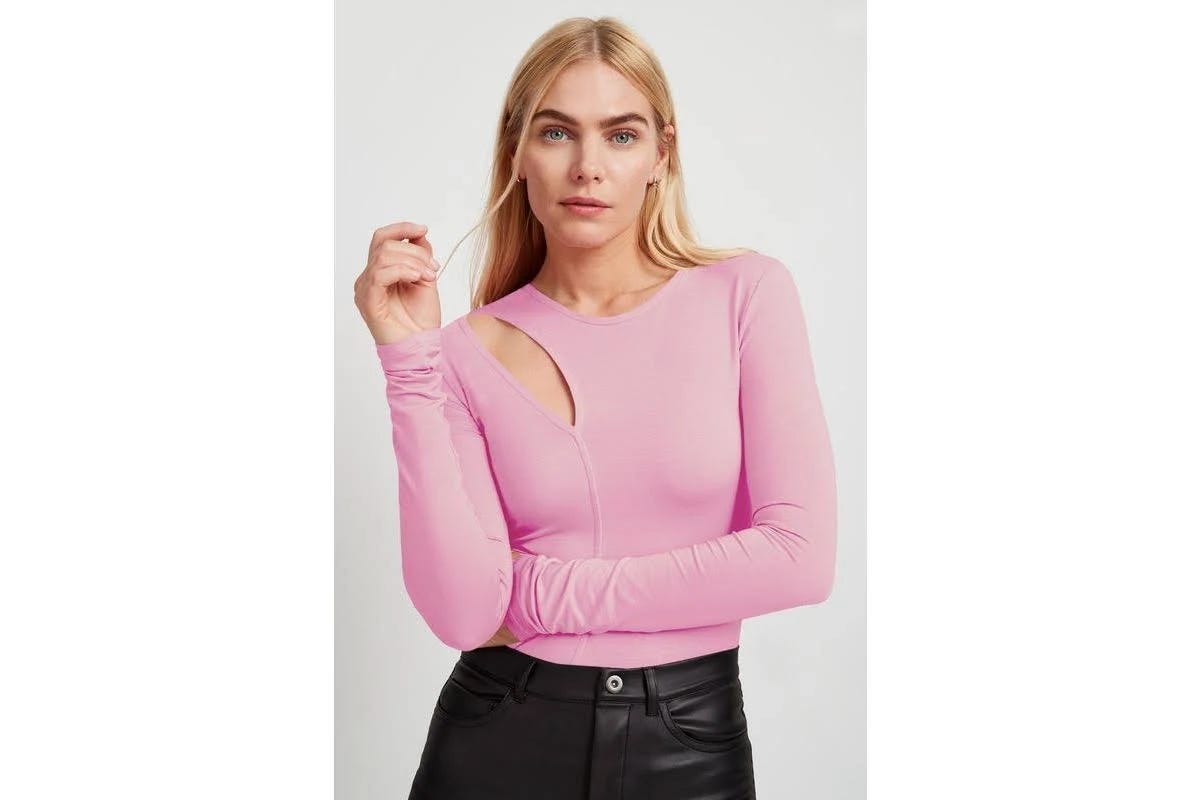 Elegant Long Sleeve Hot Pink Top | Image