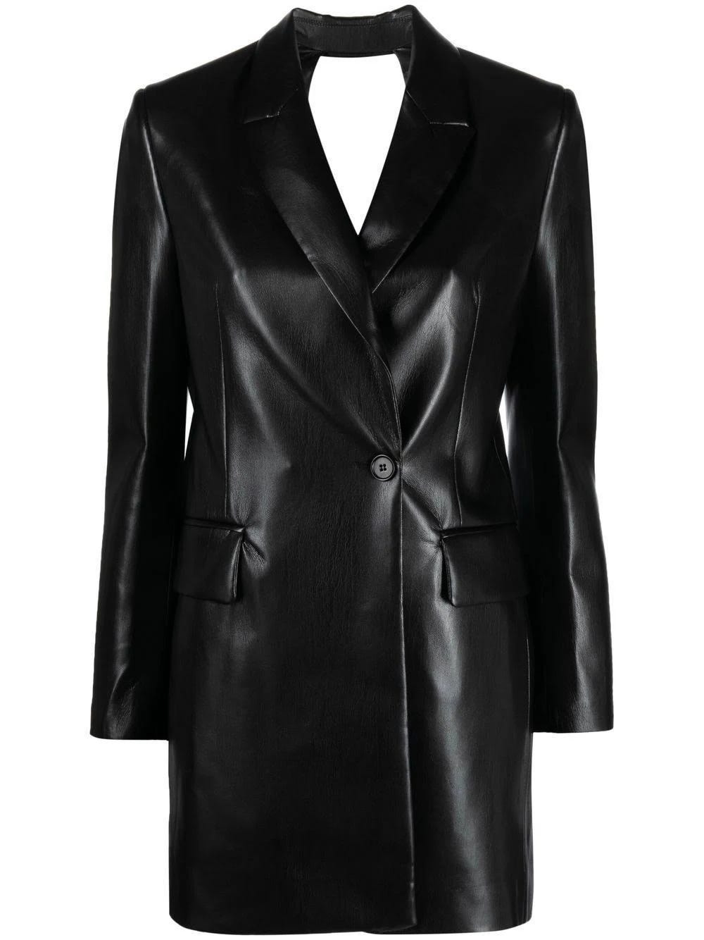 Faux Leather Mini Blazer Dress by MSGM: Black Edition | Image