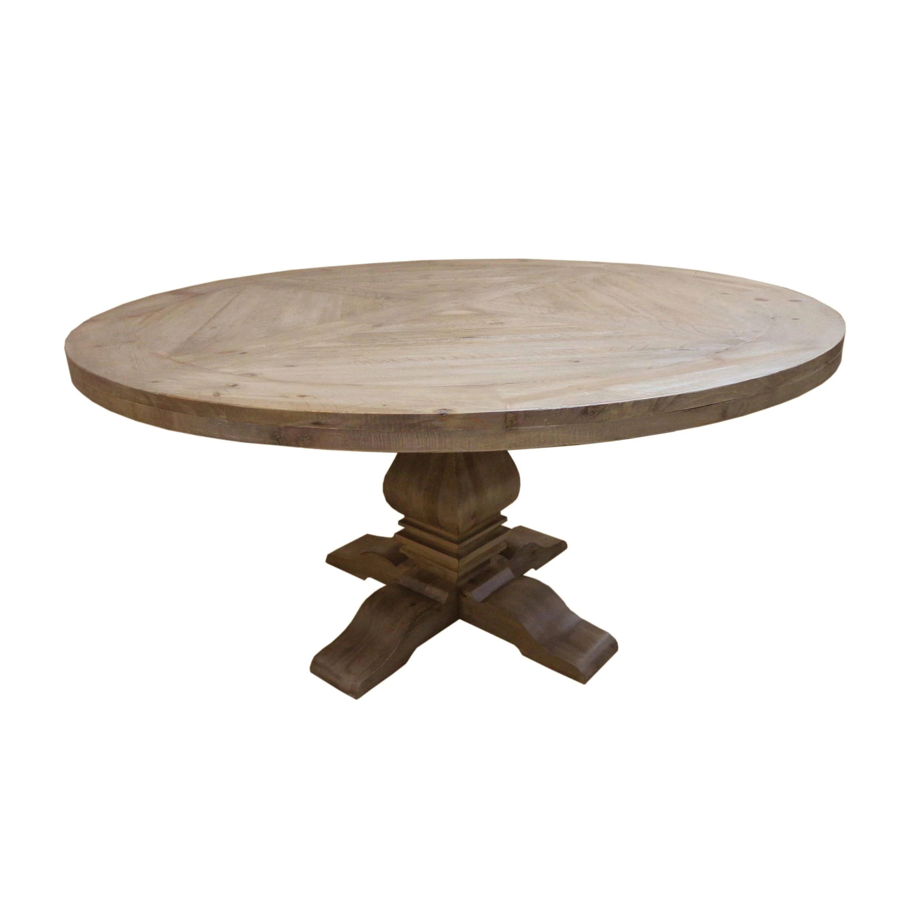 Rustic Smoke Round Dining Table with Barrel-Back Chairs | Image
