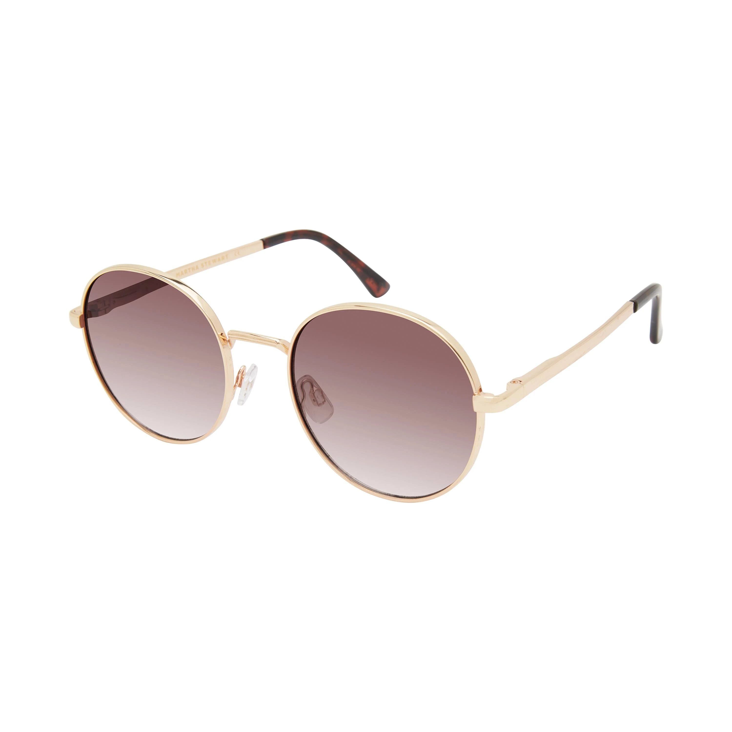 Gold Vintage Round Sunglasses with UV Protection and Spring Hinges | Image