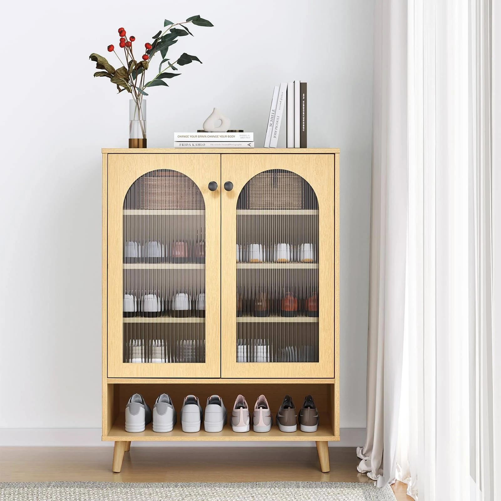 Wanttii 5-Tier Glass Entryway Shoe Cabinet | Image