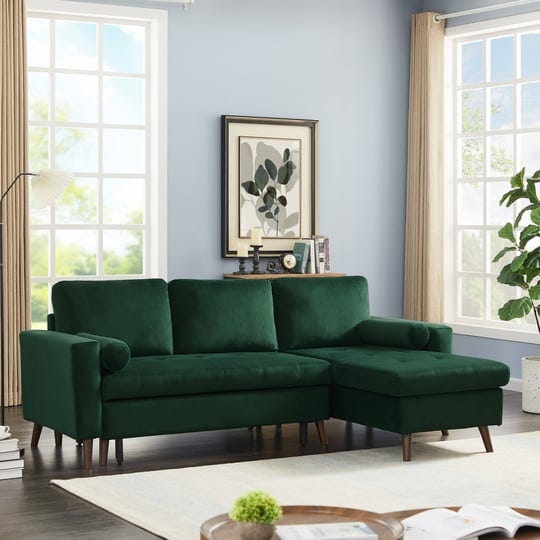 green-velvet-reversible-pull-out-sleeper-l-shape-sectional-sofa-1