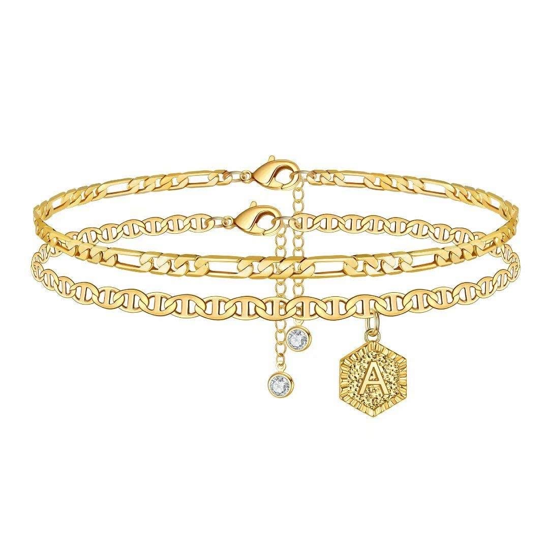 Customized Gold Initial Anklet for Women - Initial A Anklet | Image