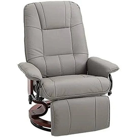 faux-leather-adjustable-manual-swivel-base-recliner-chair-gray-1