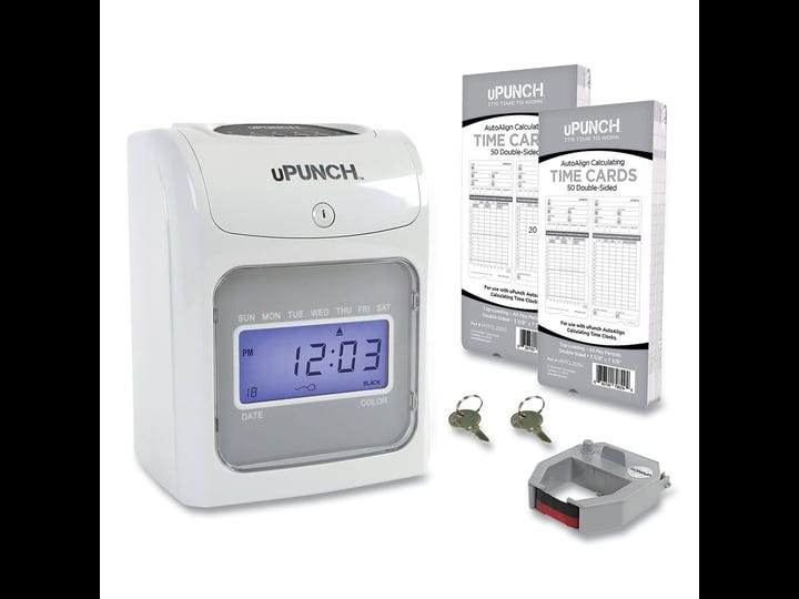 upunch-hn2500-electronic-calculating-time-clock-bundle-lcd-display-beige-gray-1