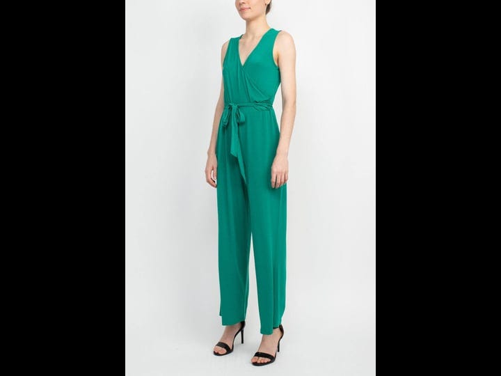 nina-leonard-v-neck-back-zipper-sleeveless-front-tie-waist-jersey-jumpsuit-kelly-green-womens-size-l-1