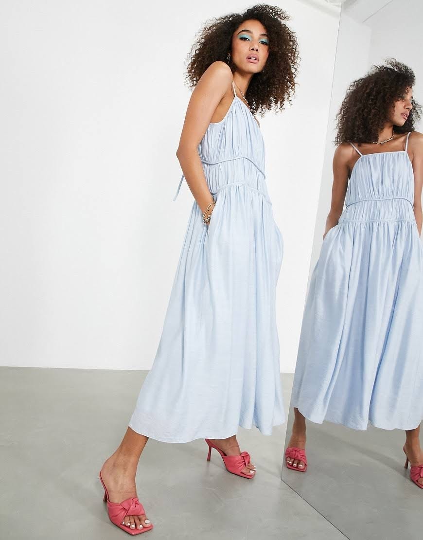 Light Blue Tiered Midi Dress from ASOS Design at Nordstrom | Image