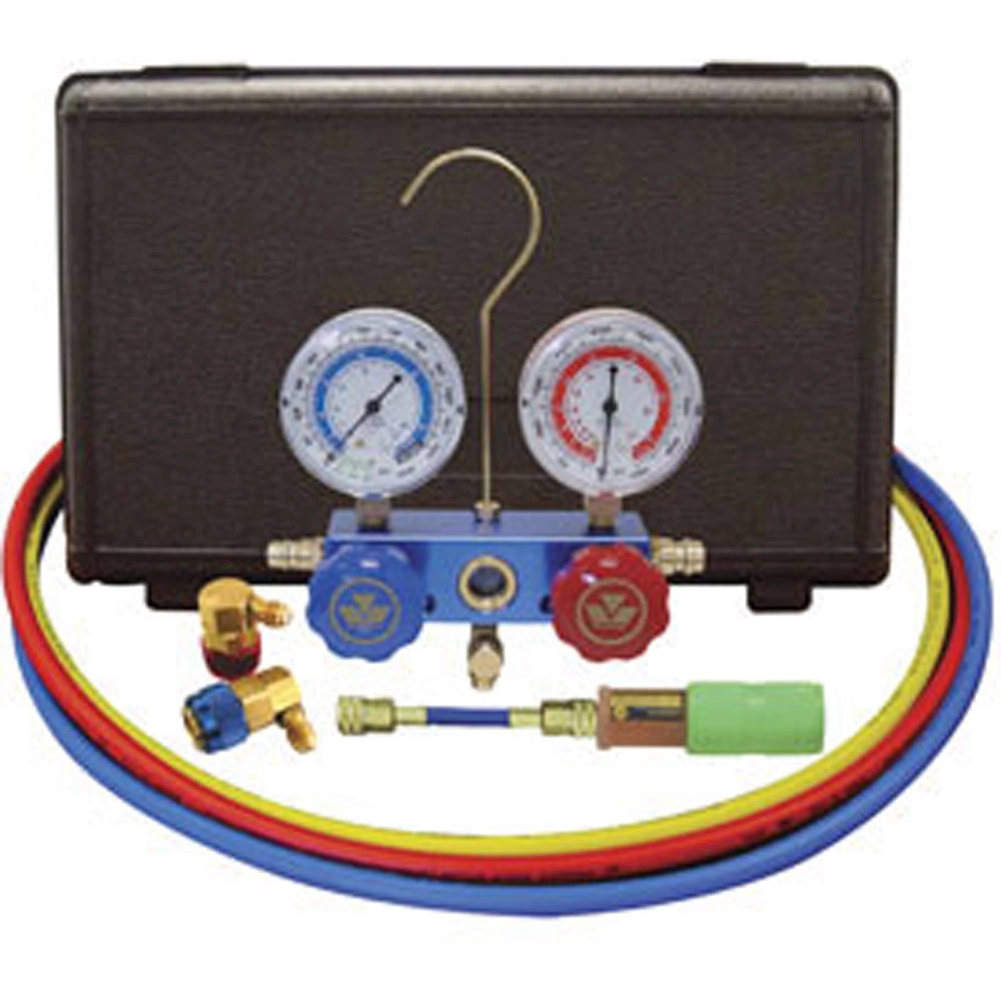 Aluminum Manifold Gauge Set with SAE Certified 134A Hoses for AC Systems | Image