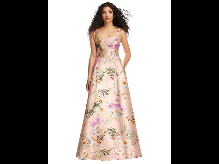 alfred-sung-womens-boned-corset-closed-back-floral-satin-gown-with-full-skirt-butterfly-botanica-pin-1