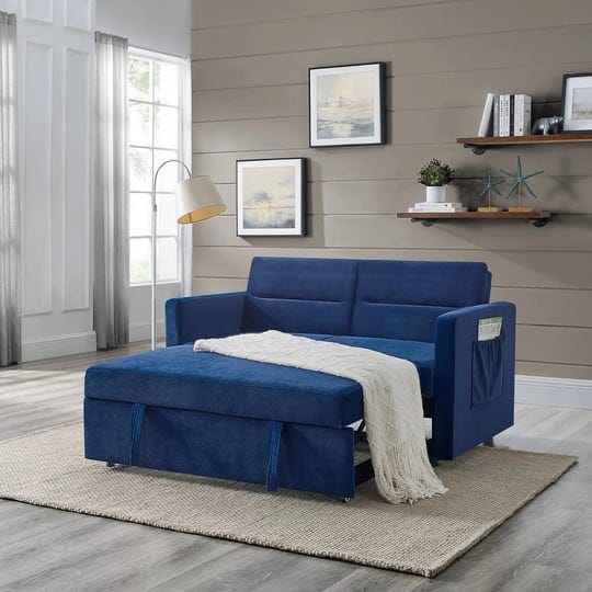 euroco-loveseats-sofa-bed-with-pull-out-bed-adjustable-back-and-two-arm-pocket-blue-size-54-5-inch-x-1