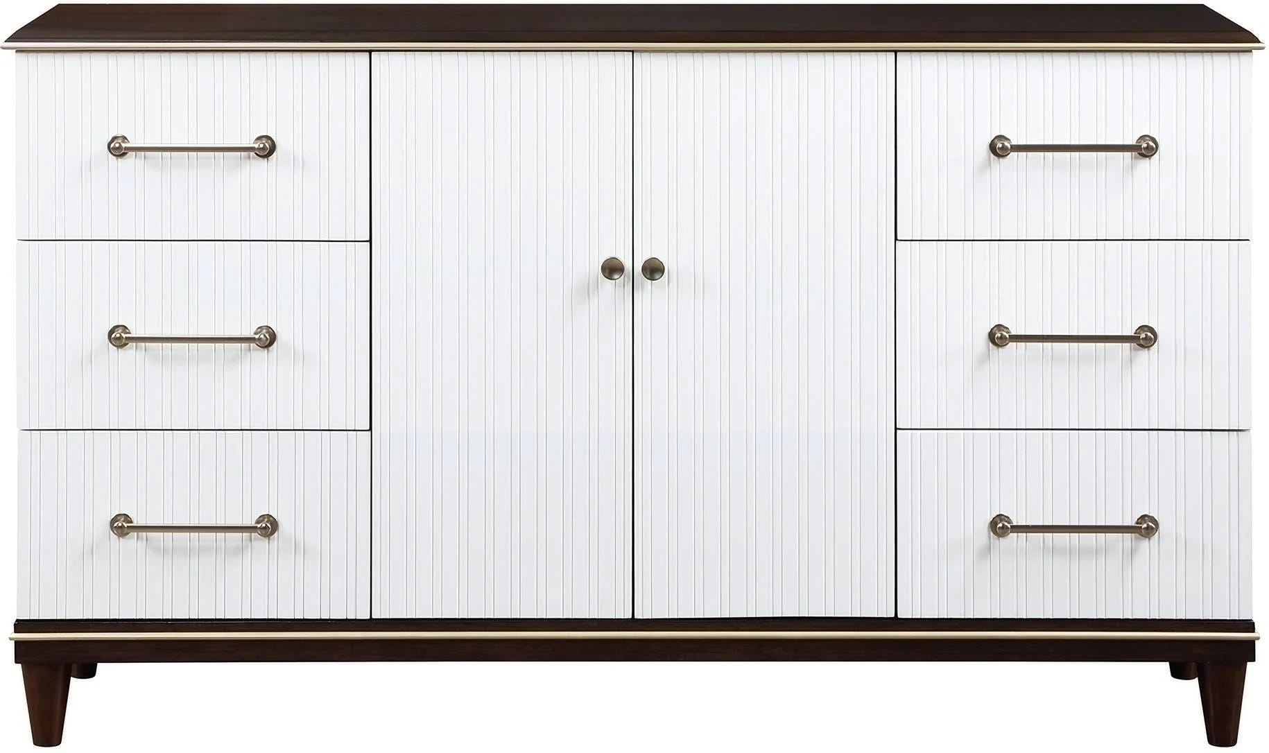 White and Cherry Hemnes Dresser with 6 Drawers | Image